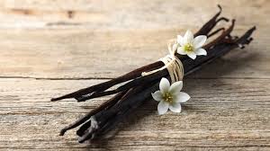 Vanilla sticks tied with a string with white flowers